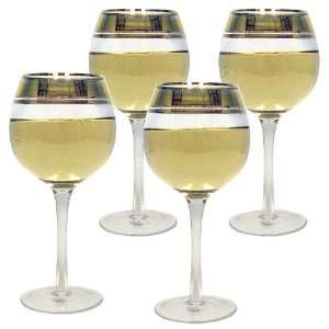 Colin Cowie Gold Trimmed Wine Glasses   Set of 4