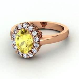  Penelope Ring, Oval Yellow Sapphire 14K Rose Gold Ring 