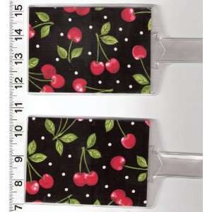  Set of 2 Luggage Tags Made with Cherry Cherries on Black 