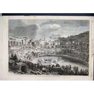  1863 Bull Fight Amphitheatre Nismes Horse Antique Print 