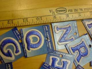 EMBROIDERED BLUE FELT IRON ON CRAFT BLOCK LETTERS SMALL  