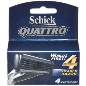  Schick Quattro World s First 4 Bladed Razor, 4 Cartridges 