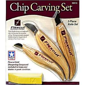  Flexcut Chip Carving 3 pc. Set with Sharpening Compound 