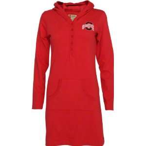  Ohio State Buckeyes Womens Red Long Sleeve Hooded Dress 