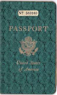 US PASSPORT CANCELLED VINTAGE 1950s SEAMAN HOWARD LEVARDSEN W/ STAMPS 