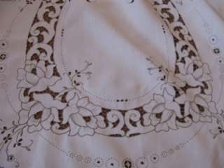   Extra Large Linen Tablecloth All Hand Embroidered Openwork Design