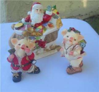 Mixed Lot Christmas Pig Figurines and Santa Claus Candy Dish  