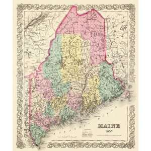  STATE OF MAINE (ME) BY J.H. COLTON 1855 MAP