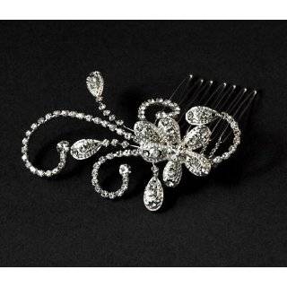 Bridal Side Comb Flower Swirls Sparkle Rhinestone Crystal Hair 