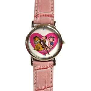  Garfield Cat Pink Leather Band Analog Wrist Watch with 