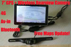   Car GPS + Wireless Rear Camera Bluetooth Av in FM 128RAM +8G Free Map
