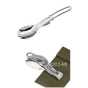  camping foldable spork stainless steel fork spoon Sports 