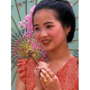  Portrait of Water Dai Girl With Umbrella, China Stretched 