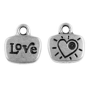  TierraCast Silver Crystal Glue In LOVE Message Charm