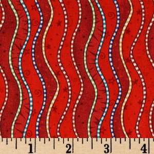  44 Wide Clowing Around Squiggle Stripe Red Fabric By The 