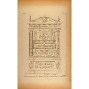1845 Antique Engraving San Gregorio al Celio Tomb Bonsi   Original 