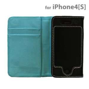  Book Type Cover for iPhone 4S/4 (Stitch/Blue) Electronics