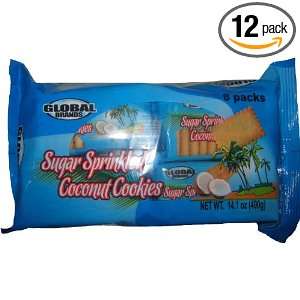Global Brands Sugar Sprinkled Coconut Cookies, 14.1 Ounce (Pack of 12 