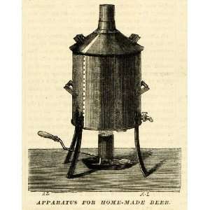 1873 Print Homemade Beer Still Vintage Apparatus Home Brewery Machine 