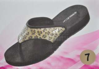 SPEEDO my Animal Print Cheetah Black Khaki Flip Flops Sandals Womens 