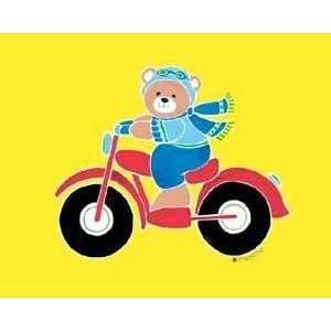 Bear On Motorcycle Poster Print 