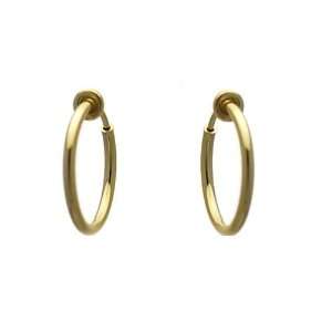  Cerceau 17mm Gold Hoop Clip On Earrings Jewelry