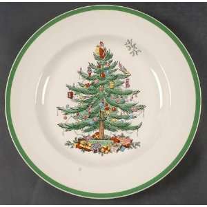  Spode Christmas Tree Green Trim Dinner Plate, Fine China Dinnerware 