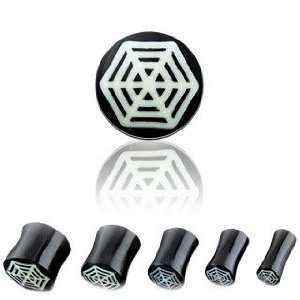  Plug Horn With Spider Web Inlay   2G (6.5mm)   Sold as a 