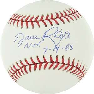  Dave Righetti MLB Baseball w/ N.H. 7 4 83 Insc 