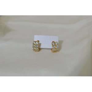  14k Yellow Gold Plated Cubic Zirconia Channel Set Huggie 