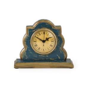  IMAX Charming Distressed Blue And Gold Wood Desk Clock 