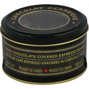 Chocolat Classique Dark Chocolate Covered Espresso Beans (4 oz. Tin 