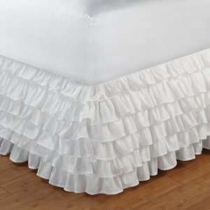  Multi Ruffle Bedskirt in White Size Twin