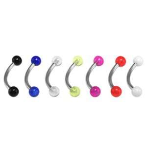  Curved Barbells with Two Clear Colored Acrylic Balls   14g 