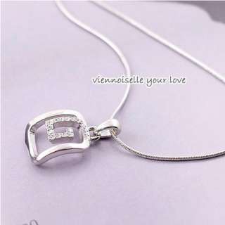   Fashion Women G Letters Silver Rhinestone Pendant Necklace Chain