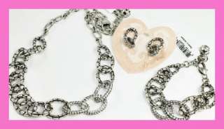 Brighton PEBBLE PAVE Necklace Bracelet Earrings Set   NWT & Pouch 