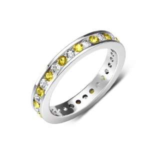    Clarity Yellow Color) Channel Set Eternity Band in Platinum.size 8.5