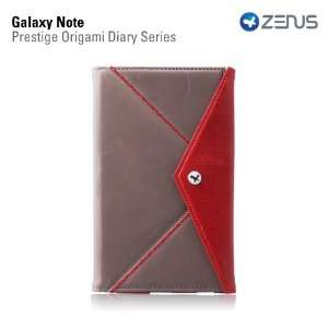   Prestige Genuine Leather with Strap Origami Diary Series   Grey/Red