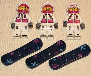   OF 3 SNOWBOARDER GIRLS MINIFIGS FIGURES WITH SNOWBOARDS FROM SERIES 3