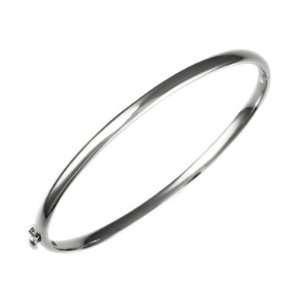  14k White Gold 4mm Solid Domed Bangle   7 Inch 