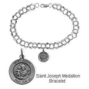   Genuine Sterling Silver St. Joseph Charm Religious Bracelet Jewelry