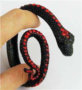 New Red Swarovski Crystals Black Snake Bracelet Bangle  