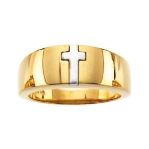  Mens Two Tone Cross Christian Purity Ring Jewelry
