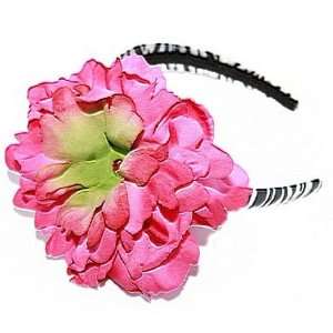  Zebra with Raspberry Peony Hard Headband Beauty