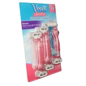 Gillette Venus Sensitive Disposables   14 Pack with a Bonus Gillette 