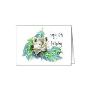 6th Birthday, Cute Little Blue Mouse Card Toys & Games