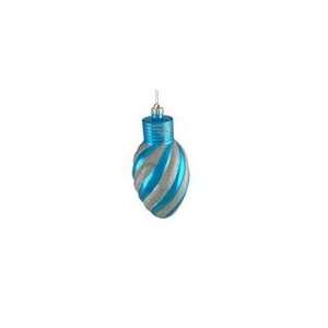   Blue Glitter Stripe Shatterproof Light Bulb Christmas