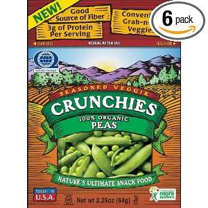 Crunchies Freeze Dried Snack, 100% Organic Peas, 2.25 Ounce Pouches 