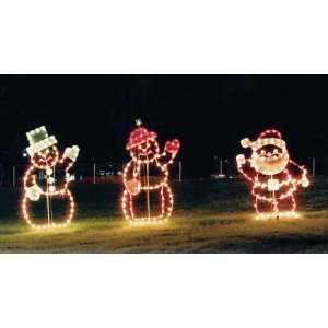  Snowman Family with Santa   Christmas Light Display