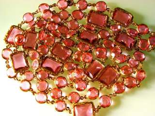   Necklace PINK Crystal Chicklet LONG Haute Couture Runway RARE 80s
